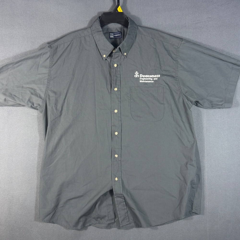 Blue Generation Shirt Mens XL Gray Deaconess Engineering Workwear Button Down